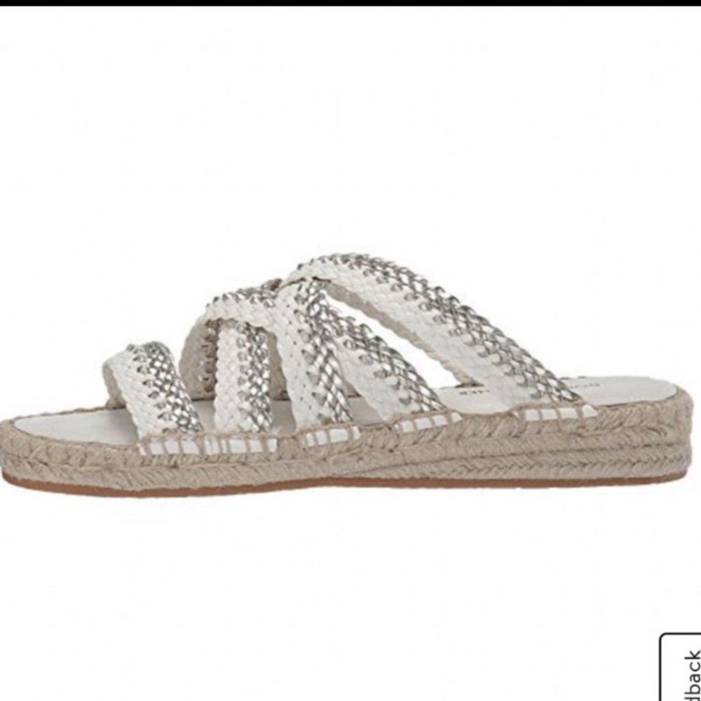 Donald J Pliner Rhonda Metallic Woven Leather slip on sandals
